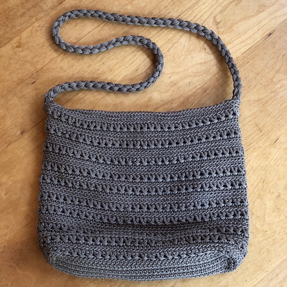 TARGET Woven Crocheted Crossbody Bag Zipper Closure - Tan/ Brown (The Sak Style)